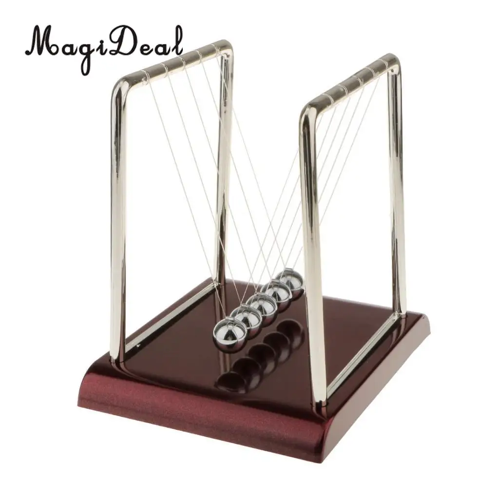 MagiDeal 1Pc Newton Cradle Balance Ball Physics Science Pendulum Educational Toy Square-S for Bookstore Classroom Table Decor