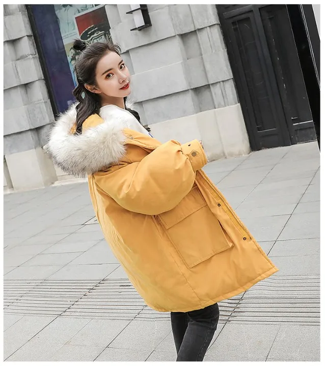 Fashion Thicken Women's Winter Long Coat With Fur Hooded Big Pockets Women Overcoat Oversize Warm Womens Parkas YT50147