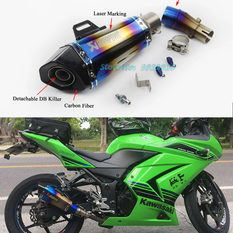 Синий Z250 Z300 Slip On для Ninja250 ninja300 мотоцикл модифицированный Глушитель Трубы Escape с