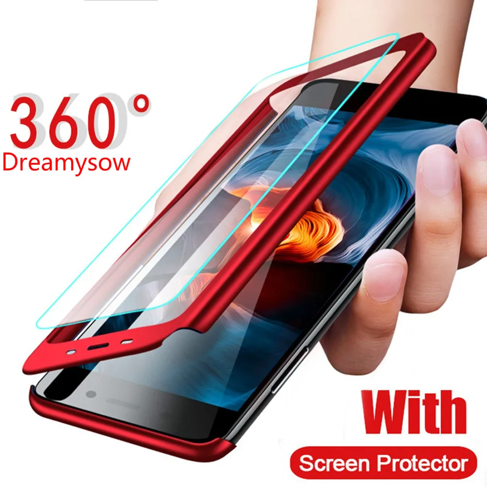 360 Degree Full Cover Case For huawei y7 y6 prime y5 2018 Cases With Glass p8 p9 lite 2017 p40lite p30 p20 Phone | Мобильные