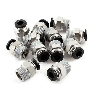 

12 Pcs 6mm Tube 1/4" PT Thread Push in Air Pneumatic Quick Coupler Connectors