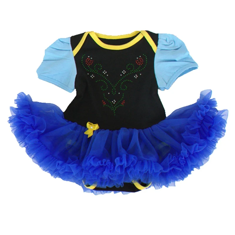 Blue Princess Baby Costumes Lace Petti Romper Dress 1st Birthday Outfit