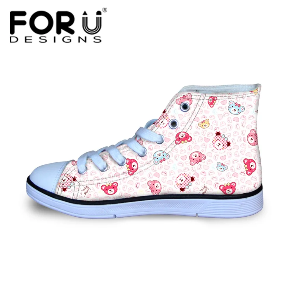 

FORUDESIGNS Cute Kids Shoes for Boys Girl Children Baby Girl Pink Bear Cartoon Canvas Shoes Breathable Soft Running Sports Shoes