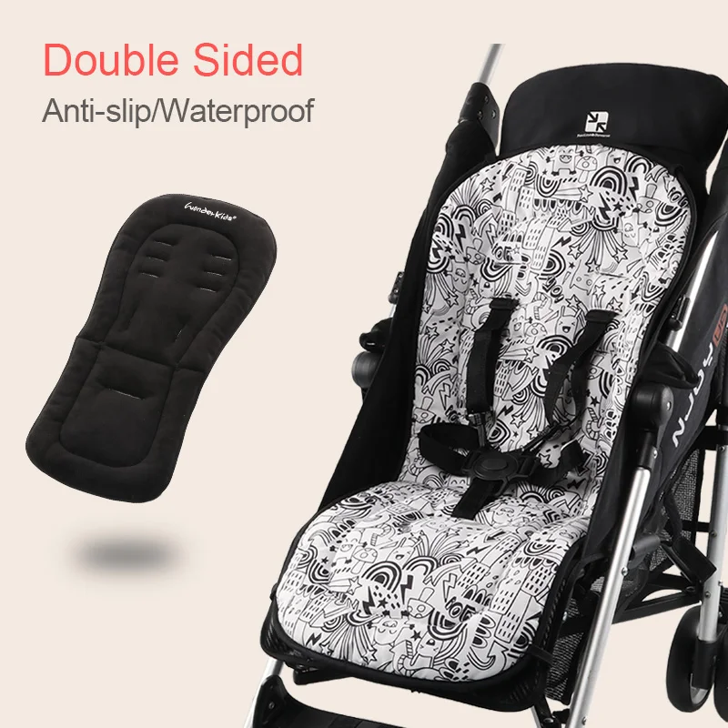 Kopen Waterdichte kinderwagen zitkussen Dubbele side seat liner Universal soft pad voor vier seizoenen Warm matras kinderwagen accessoire