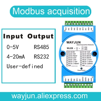 

WAYJUN WJ28 8-CH Analog Signal to RS485/232 Remote IO Module with Modbus 4-20mA 0-10V