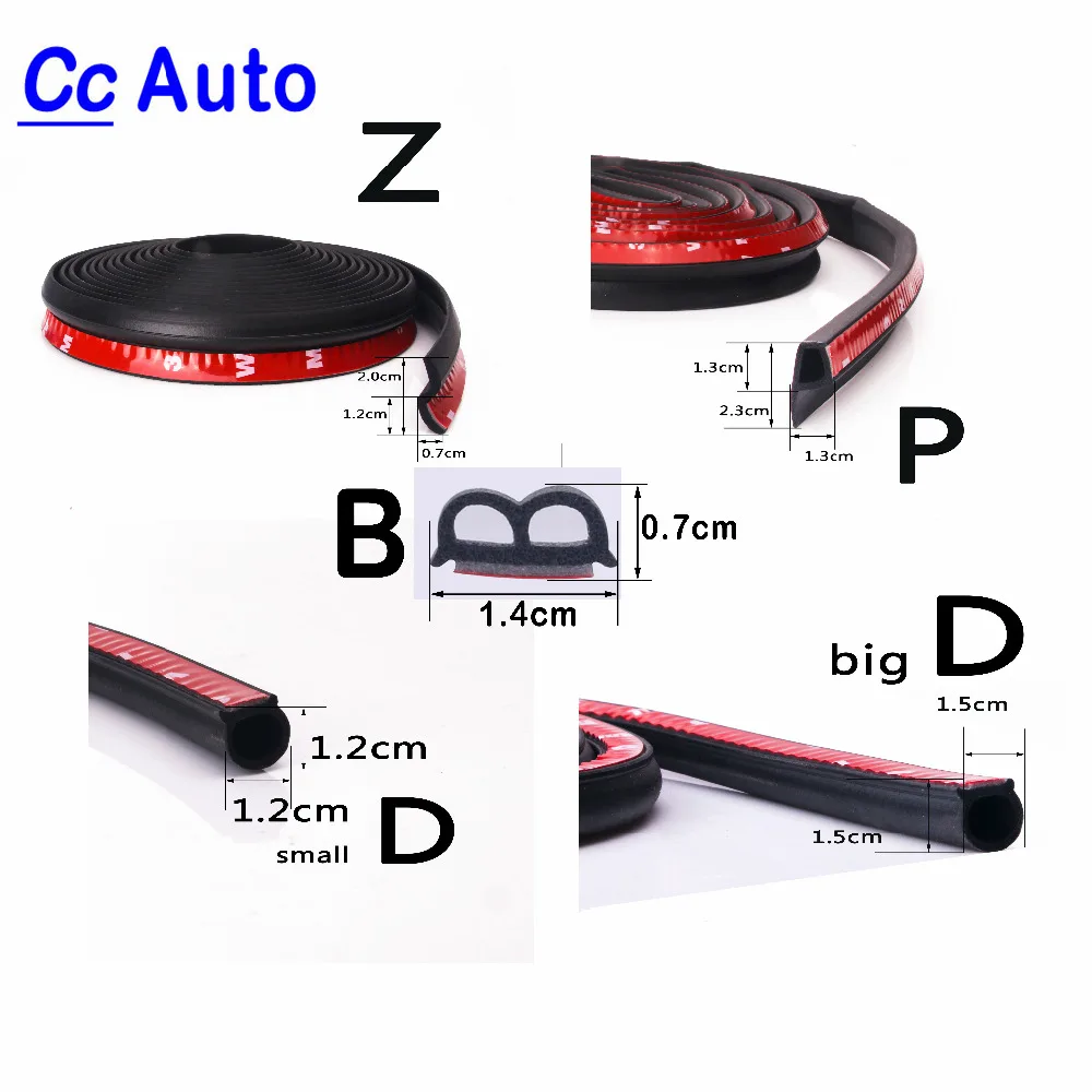 

1Meter D Z P B Type 3M Adhesive Car Rubber Seal Sound Insulation Weatherstrip Edge Trim Noise Insulation Car Door Sealing Strip