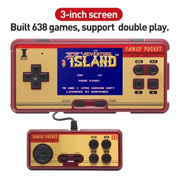 

3.0"Pocket Retro Handheld Game Player Built -in 638 Games for FC Support external handle for double play Support AV Cable Output