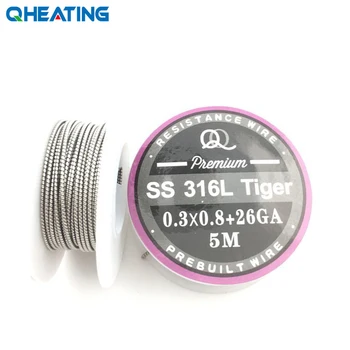 

Qheating KA1 and 316L Tiger Clapton heating wire 5m/roll for Electronic Cigarette RDA Resistance DIY Atomizer coil Wire