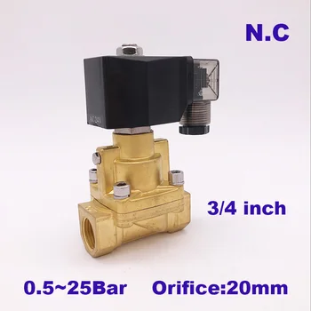 

GOGO 25bar Brass 2 way water steam high temperature solenoid valve for hot water G3/4" DC24V Orifice 20mm normal close PZ-20