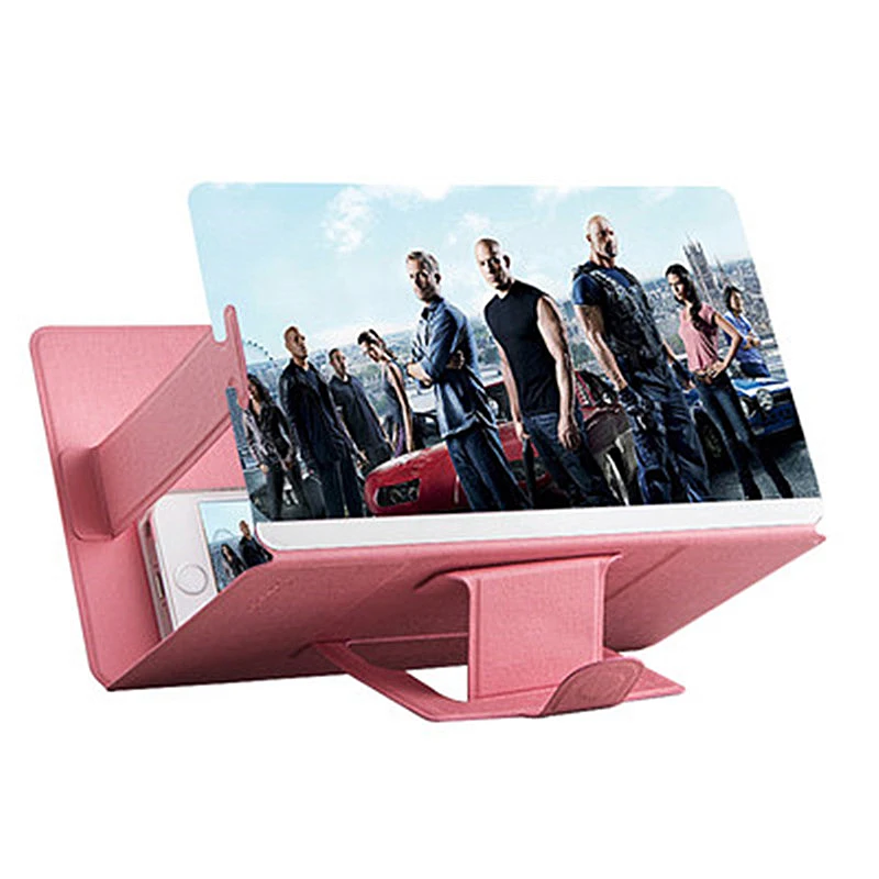 Универсальный 3D экран Лупа 8 дюймов портативный мобильный телефон видео лупа экран HD усилитель расширитель подставка держатель складной - Цвет: pink