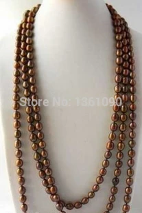

000336 100'' 9mm Coffee Rice Freshwater Peal Necklace