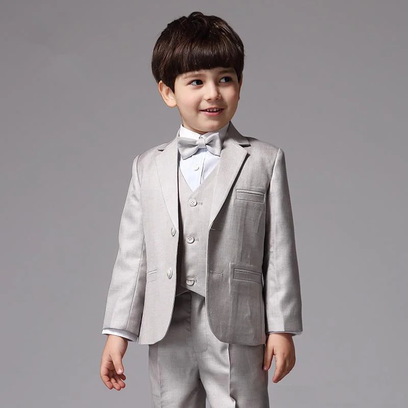 

Hot Sales Lapel Fashion wedding suit boy two Button Handsome Baby Suit Children Dress Suit wedding suits (Jacket+Pants+Vest)