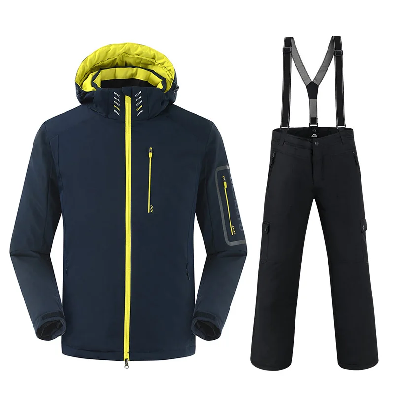SAENSHING-30 градусов теплые костюмы для сноубординга мужские зимние лыжные костюмы мужские водонепроницаемые 10000 дышащие зимние куртки сноуборд брюки набор - Цвет: Set  1