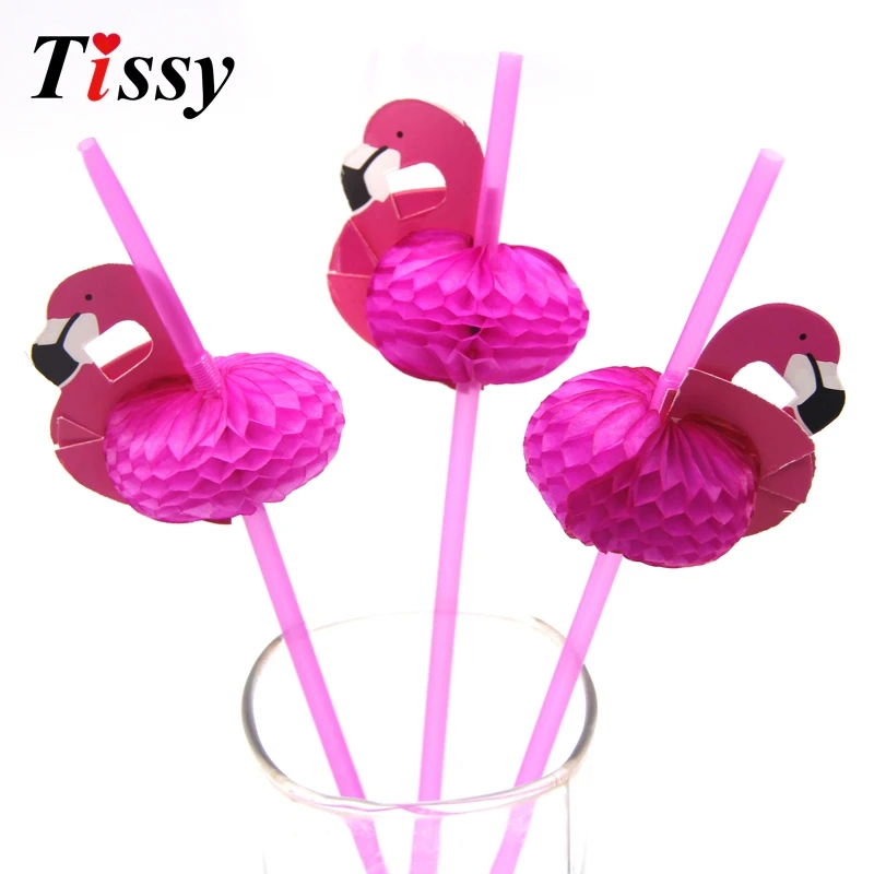 

New Arrival!20PCS/Lot Cute 3D Flamingo Straw Flexible Plastic Drinking Straws Birthday/Wedding/Pool Party Decoration Supplies