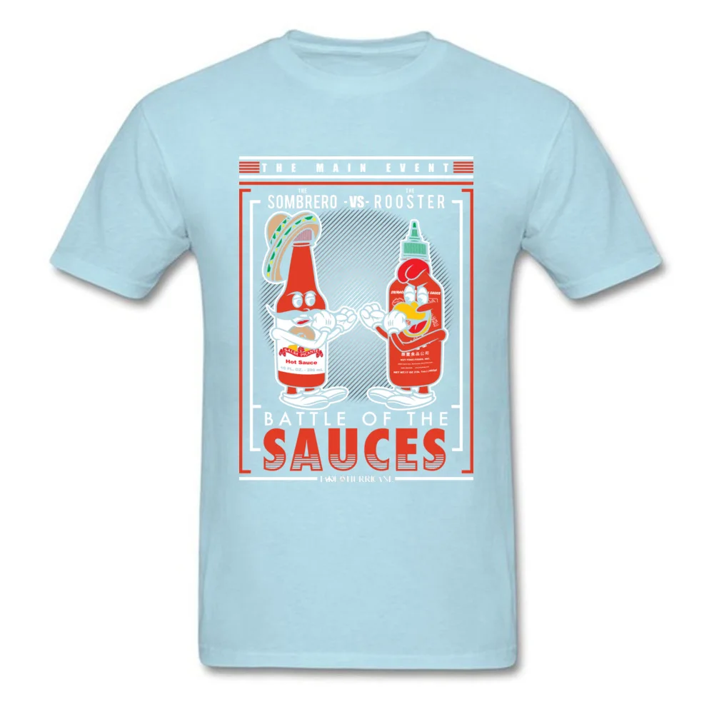 Battle Of The Sauces 100% Cotton Men Short Sleeve Tops Shirt Printed Summer Tshirts Customized Tshirts Hot Sale Crewneck Battle Of The Sauces light