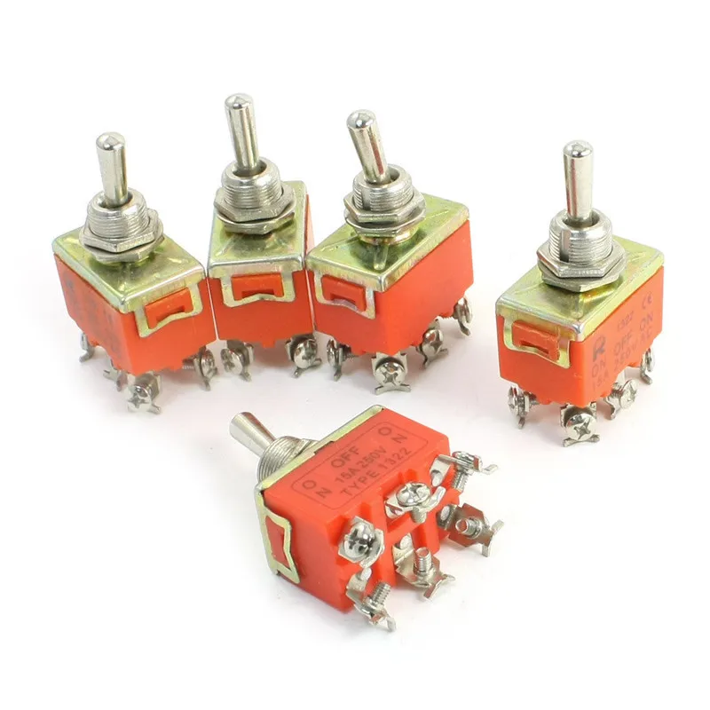 

AC 250V 15A 6 Pins 3 Position On/Off/On DPDT Latching Toggle Switch