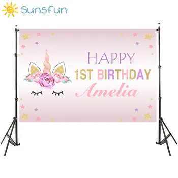 

Sunsfun 7x5ft Pink Gold Birthday Party Unicorn Girl Fantasy Baby Shower Camera Fotografica Custom Backdrop Photography Photocall