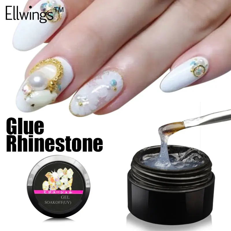 Ellwings 1pcs Super Sticky Glue Rhinestone UV Gel Nail Polish Adhesives Nail Varnish Glitter