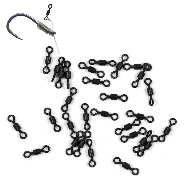 size 8 black Flexi Ring Swivels for chod,Ronnie stiff hinged carp rigs tackle 