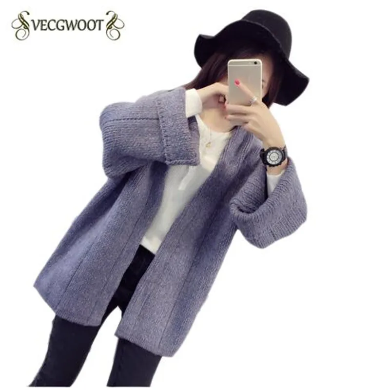 

Flare Sleeve Autumn Women Sweater coat 2019 New Pure color Medium long Casual Cardigans Long sleeve Women Sweater coat SES569