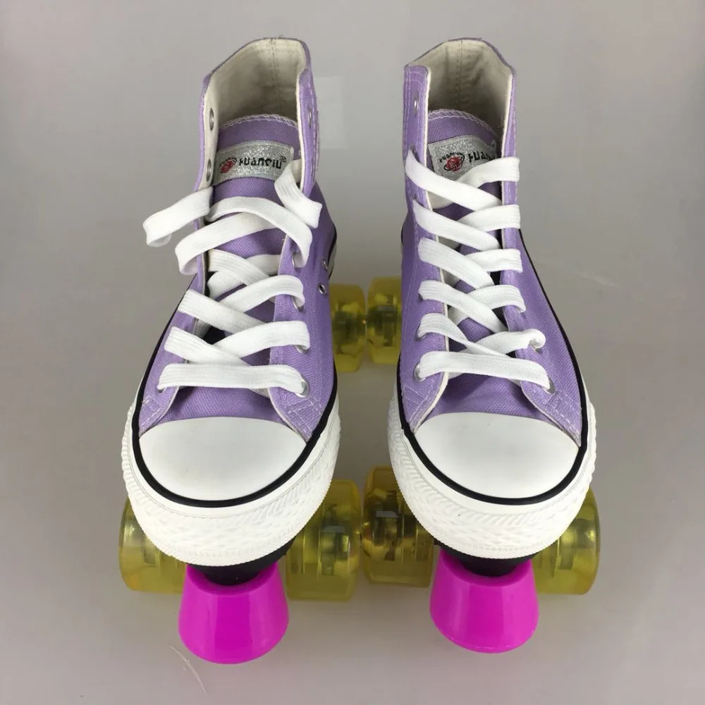 المهنية الأطفال مزدوجة زلاجات دوارة قماش الصلبة أحذية تزلج للطفل اثنين خط وامض عجلات Patines للجنسين Adulto IB101