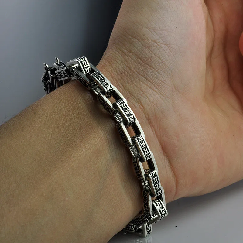 V. YA 7 мм Браслет из чистого 925 пробы серебра с драконом мужские ювелирные изделия винтажные S925 Твердые тайские серебряные браслеты на цепочке