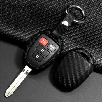 Keyforkess Cover Fob in Silicone al carbonio per Toyota Yaris Camry Corolla Echo Rav4 Prado Highlander Reiz 4 pulsanti custodia a distanza per auto