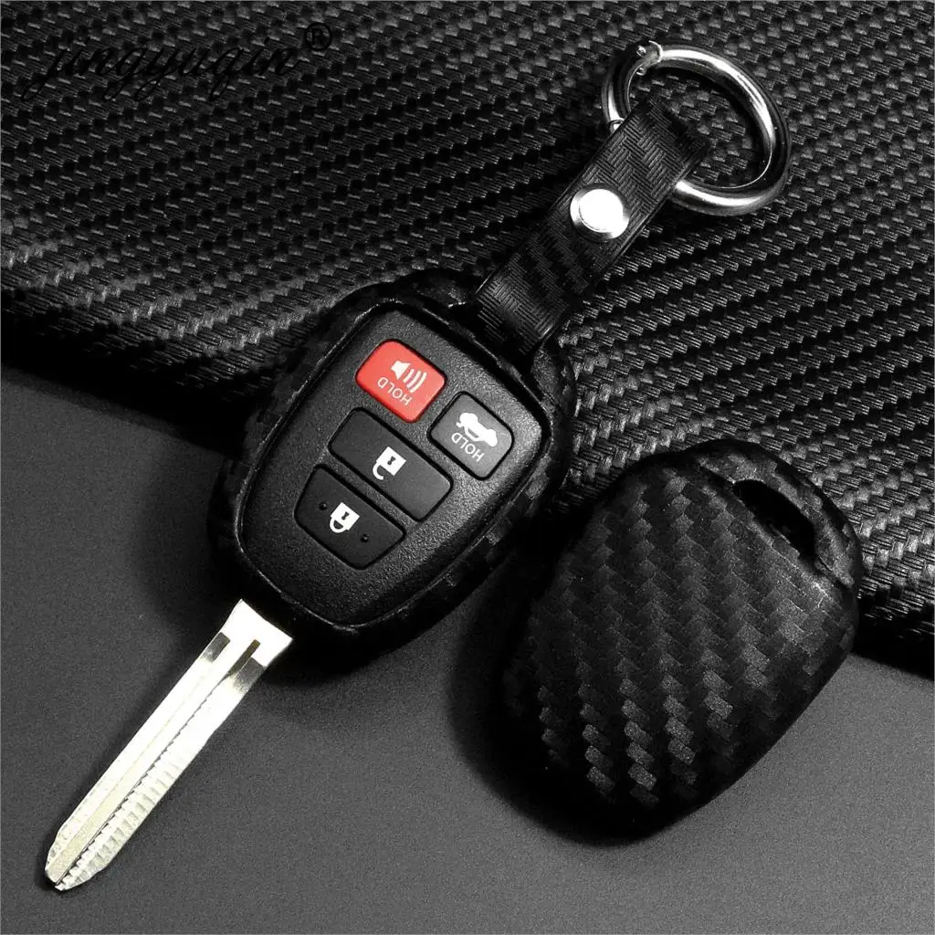 Jingyuqin карбоновый силиконовый чехол Fob для Toyota Yaris Camry Corolla Echo Rav4 Prado Highlander Reiz 4 кнопки