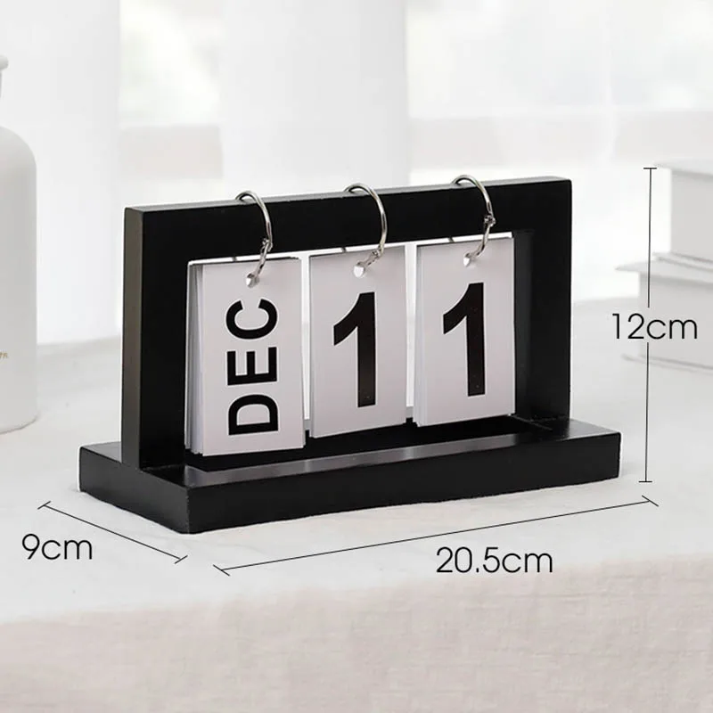 1 Pcs Wooden Flip Calendar Perpetual Desktop Office DIY Yearly Planner
