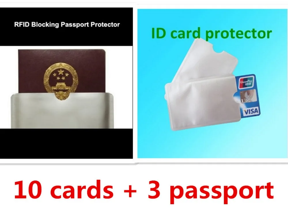 

10+3pcs RFID blocker sleeve blank cardsheild protected ID card Aluminium sleeve Anti Theft Credit Card shield 3 passport sleeves