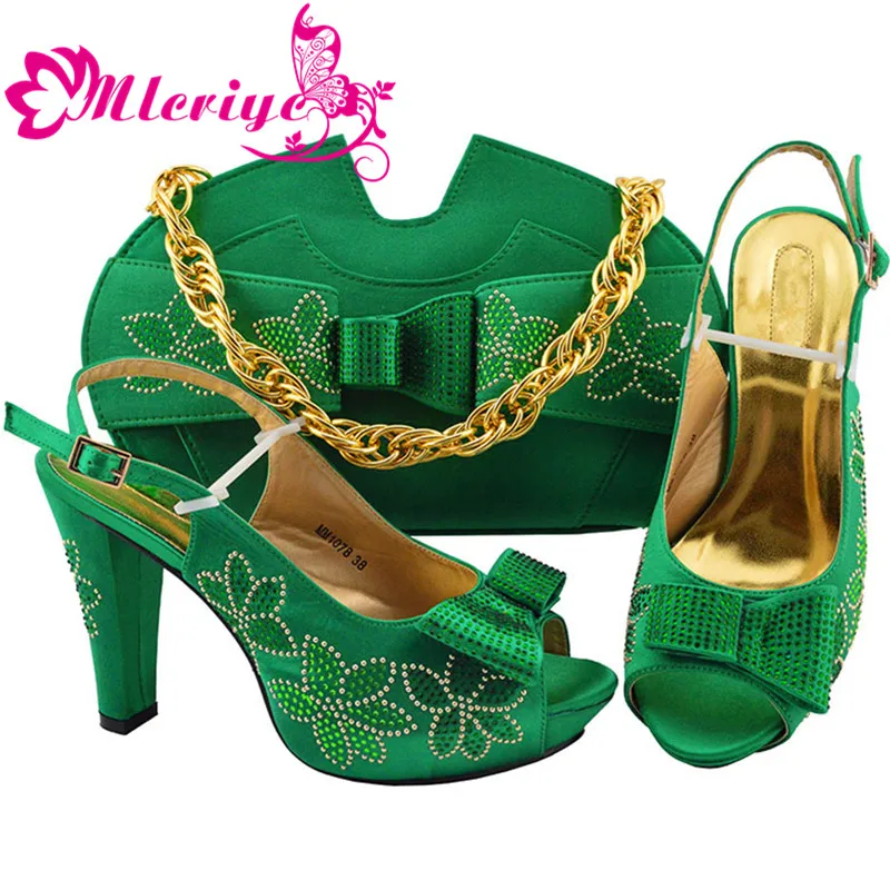 

African Shoes and Matching Bags Italian Nigerian Women Wedding Shoe and Bag Set Decorated with Appliques Party Shoes and Bag Set