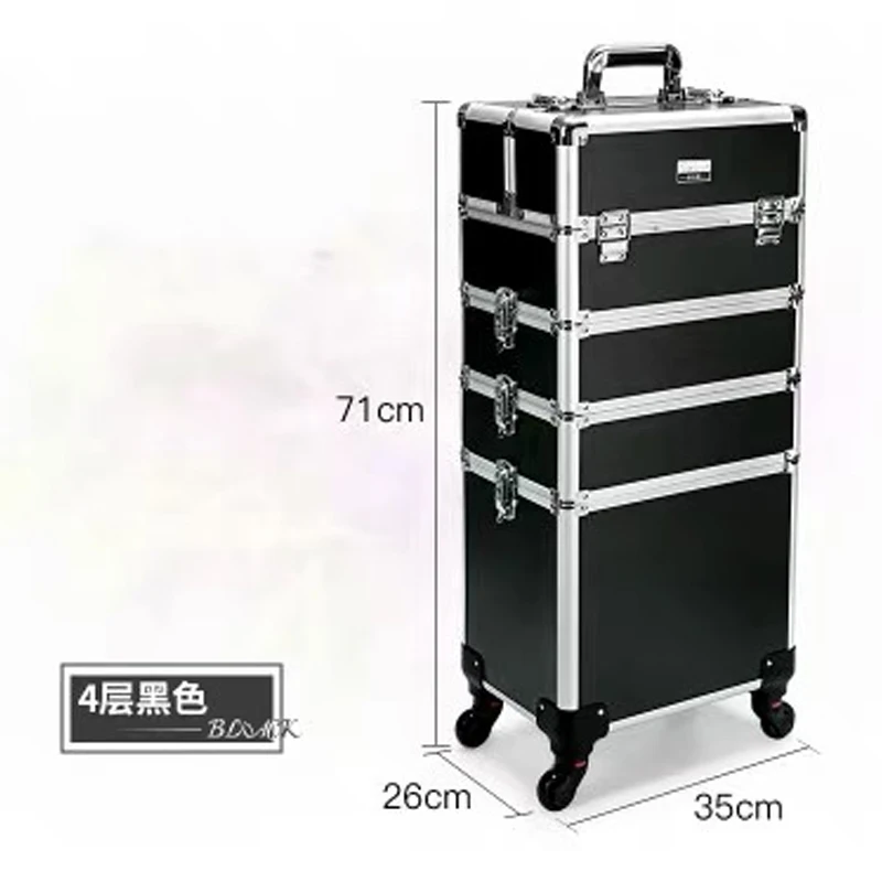 Women Trolley Cosmetic Bags on Wheel Nails Makeup Toolbox Detachable Foldable Beauty Suitcase Travel bag vs Rolling Luggage pull bar suitcase