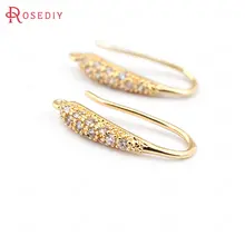 31620) 6 шт. высота 20 мм 24K позолоченные латунные серьги с цирконием крюк Высокое качество ювелирные изделия серьги аксессуары