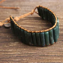 LanLi натуральные ювелирные изделия водные Агаты камень цилиндр вязать браслет для мужчин и женщин давая подарки и самоиспользование