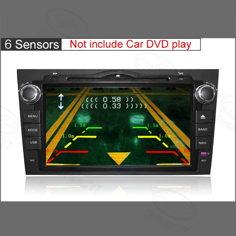 GreenYi Двухканальный автомобильный Видео парковочный радар Датчик передний задний 6 Датчик s 2 видео вход для автомобиля парковочная камера монитор dvd-плеер