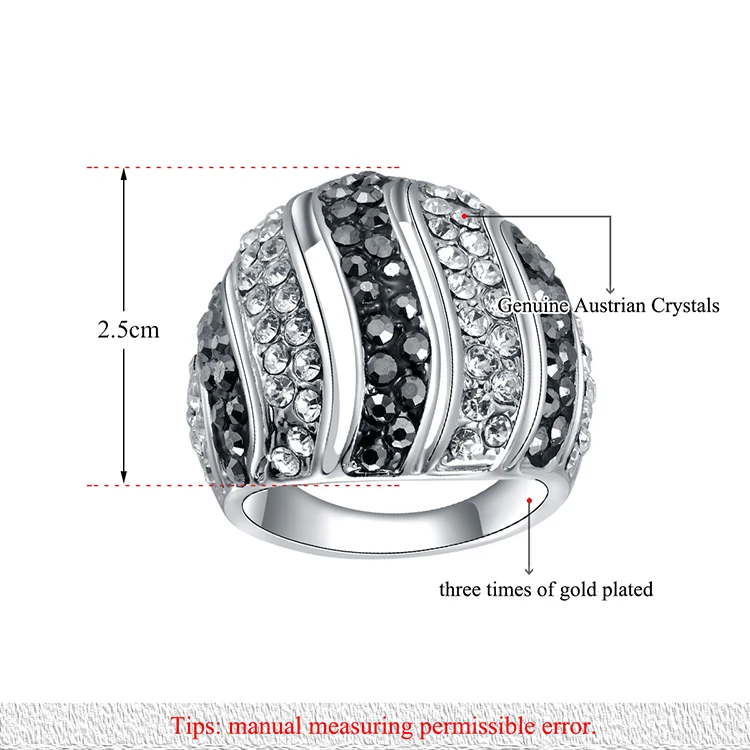 Модный aenine, волнистые кольца, белое золото, кольцо с австрийским кристаллом, ювелирные изделия для женщин, подарки R150240283P