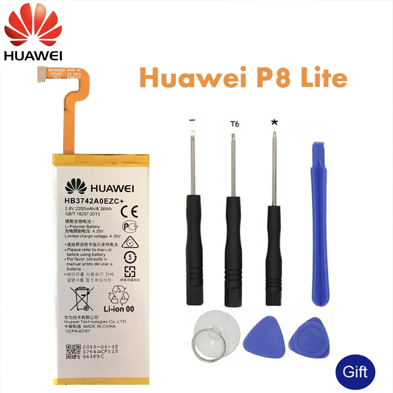 Huawei телефон Батарея HB3742A0EZC+ для huawei Ascend P8 Lite 2200 mAh Замена батарей+ Бесплатные инструменты