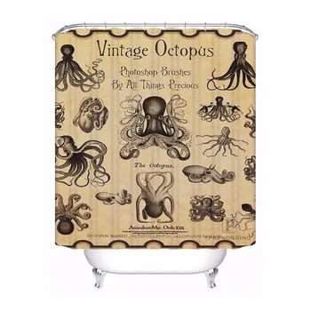 

Custom Octopus Art Bathroom Acceptable Shower Curtain Polyester Fabric Bathroom Curtain #180320-01-130