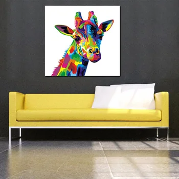 

Unique Gifts Handmade Colorful Animal Deer Portrait Oil Painting On Canvas Hand-painted Animal Oil Painting For Home Decoration