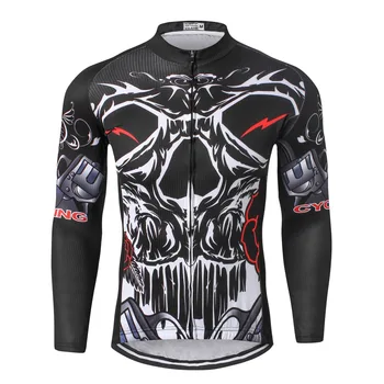 

Burnning Skull Black MTB Pro Outdoor Cycling Jersey Coolmax Long Sleeve Ropa Ciclismo Bike Mens Outdoor Bicycle Jersey Jackets