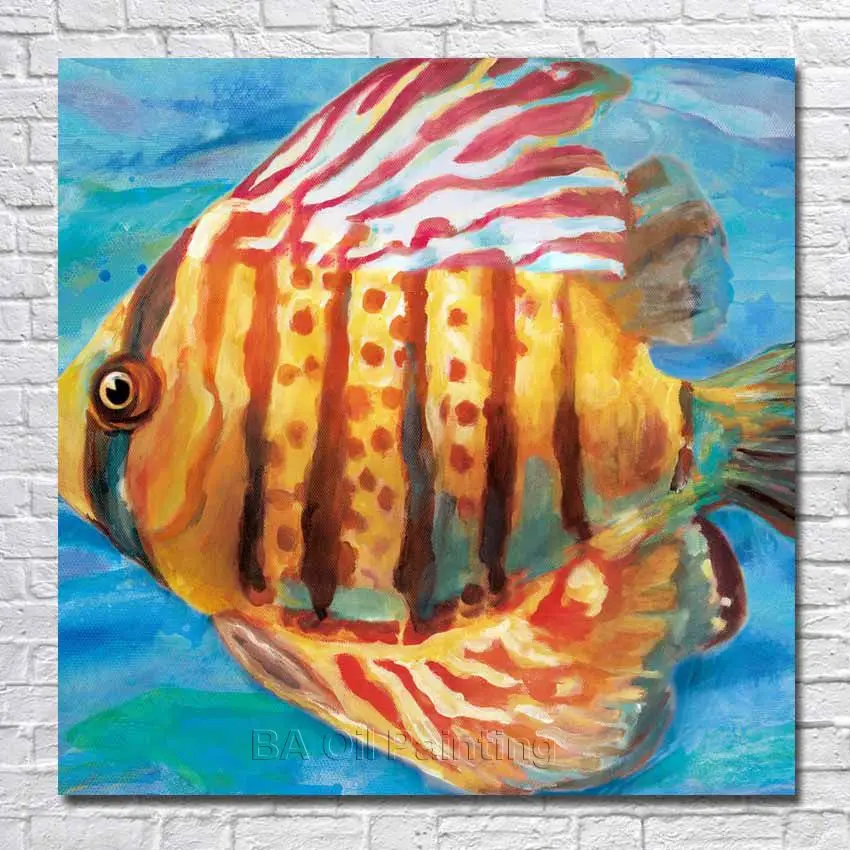 Free Shipping For Sell Wholesale Hand painted Golden Fish Oil Painting