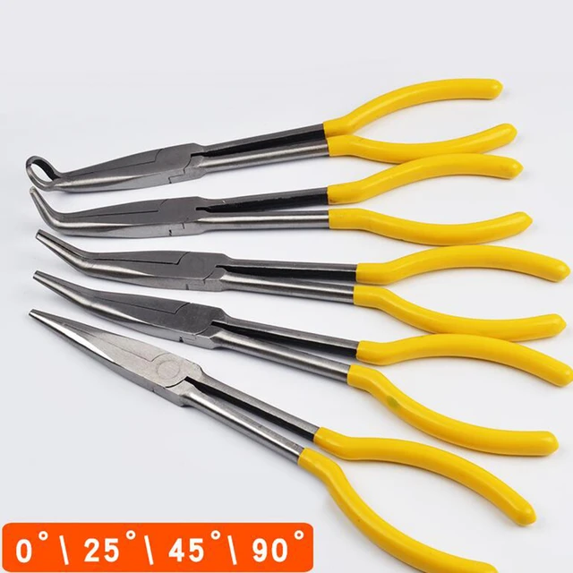 11 Extra Long Reach Nose Duckbill Pliers 90 /45/25 Degree Straight Needle  O-type Multitool Hand Tool Antirust Hardware - AliExpress