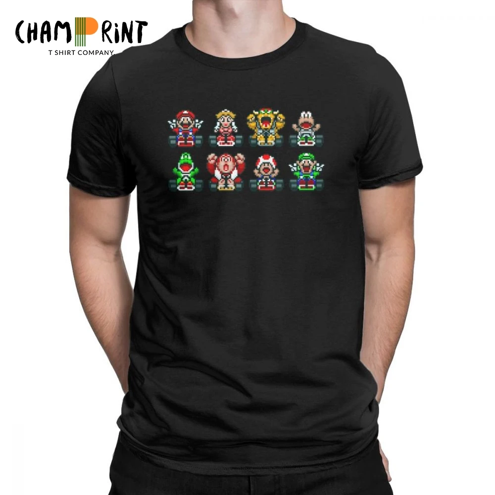 

Super Mario Kart T-Shirt Men Vintage Pure Cotton Tee Shirt Round Neck Short Sleeve T Shirts Gift Idea Clothing