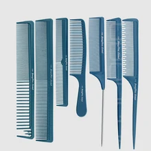 7 шт. синяя расческа для стрижки волос набор в 7 видов конструкций, прочные антистатические гребни для волос для укладки волос, парикмахерская стрижка гребень V-07