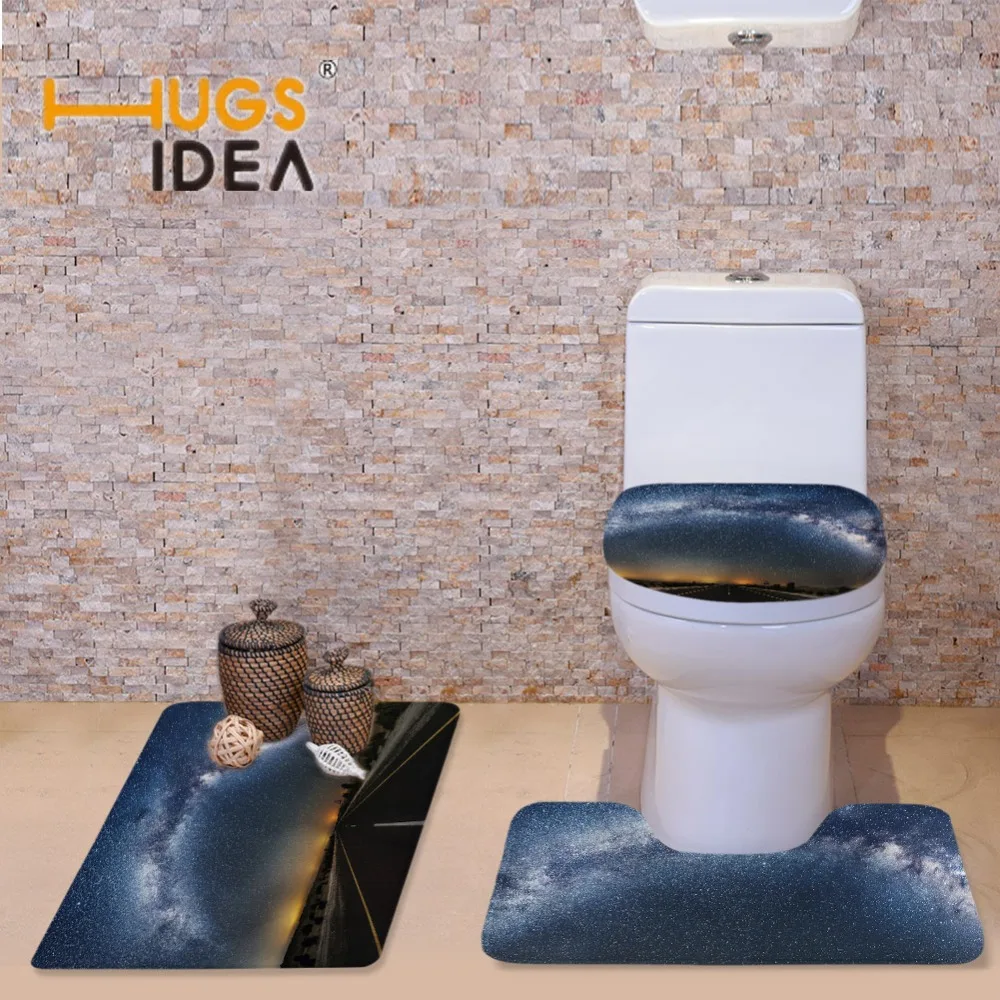 HUGSIDEA коврики для сиденья унитаза Galaxy космическое Одеяло-конверт с принтом мягкий ковер для ванной комнаты Нескользящие ковры 3 шт. набор домашнего декора