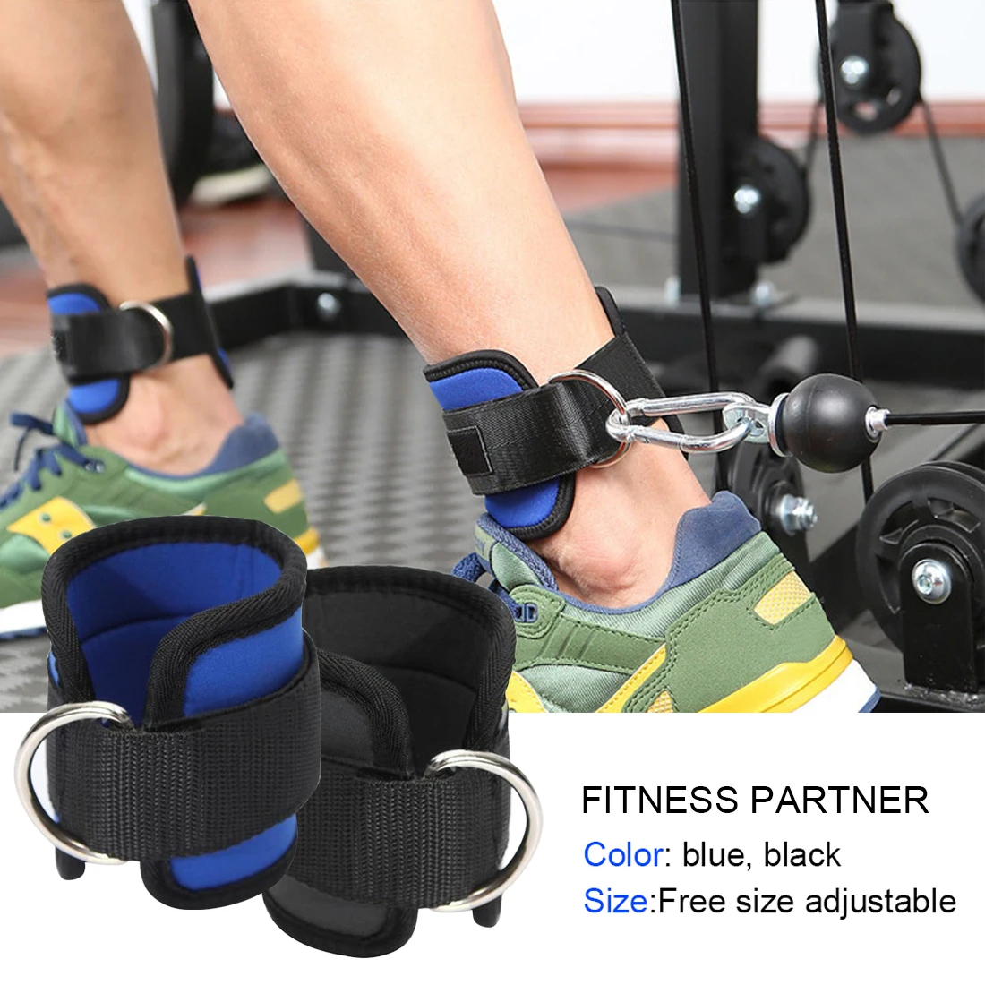 1PCS Pro Adjustable D-Ring Fitness Ankle Straps Foot Support Ankle Protector Gym Leg Pullery with Buckle Sports Feet Guard