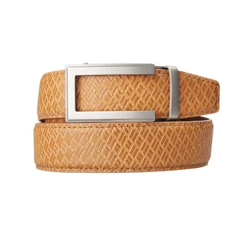 

Brand Men's Leather Genuine Leather Belt Men High Quality Ratchet Dress Belt With Automatic Buckle Brown Mens Belts 3.5 cm width