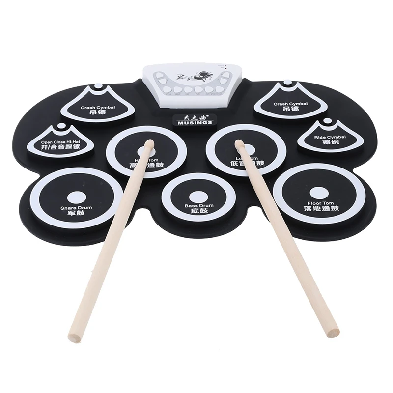 

New Silicone Portable Foldable Digital Usb Roll-Up Electronic Drum Pad Kit With Stick And Foot Pedal