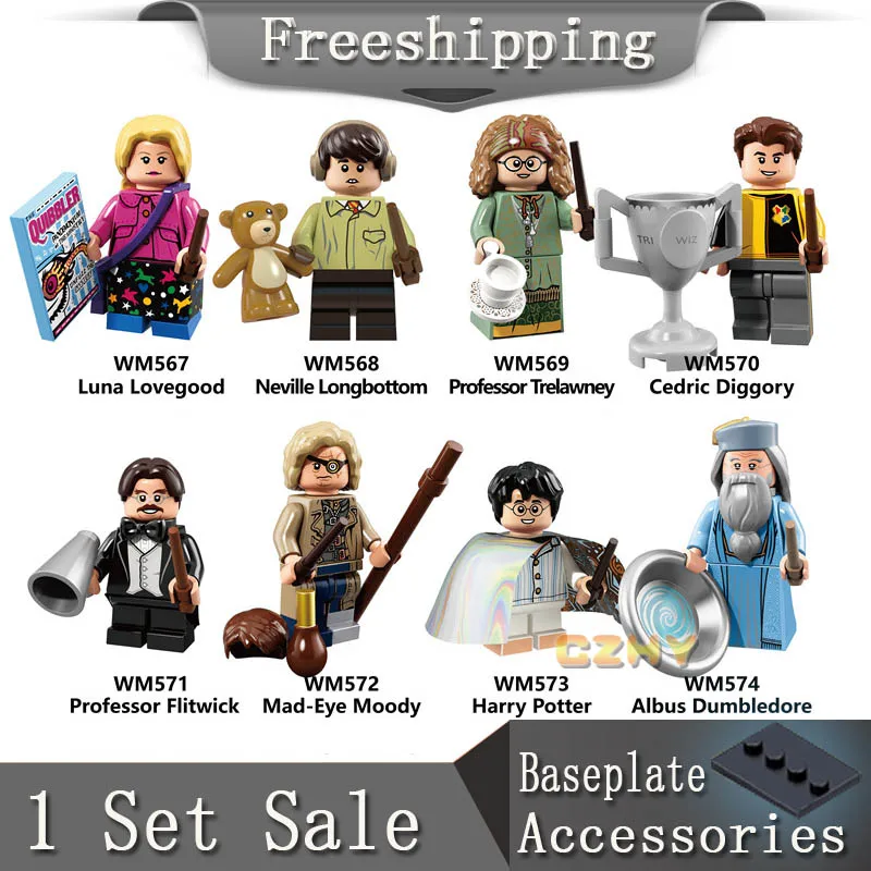 

Set Sale Harry Series Potters Luna Longbottom Trelawney Flitwick Mad-eye Dobby Cho Chang Building Bricks Blocks Gift Toys WM6041