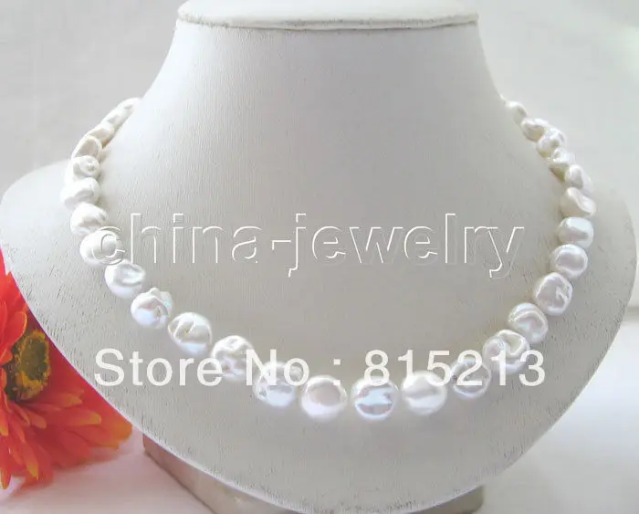 

ddh00734 Beautiful 17"11mm white baroque keshi reborn freshwater cultured pearl necklace